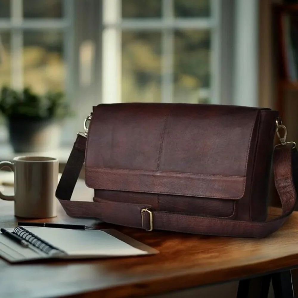 ⚡Leather Village Men & Women Tan Brown Vintage Leather Messenger Handmade Bag
